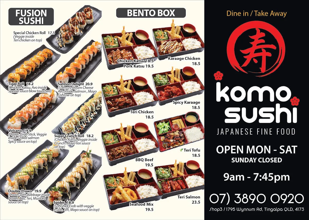 Menu, Komo Sushi
