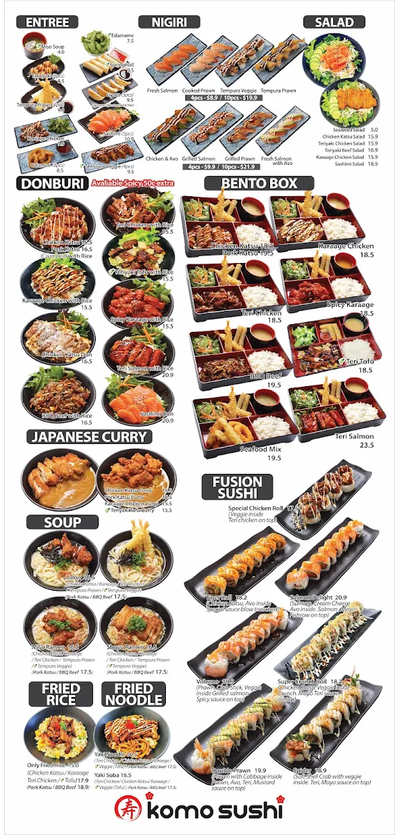 Menu, Komo Sushi