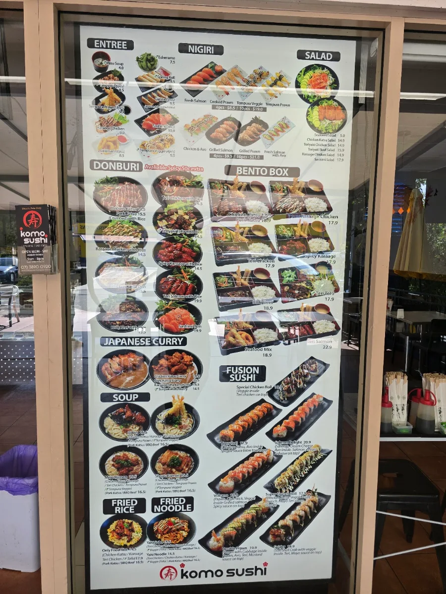 Menu, Komo Sushi