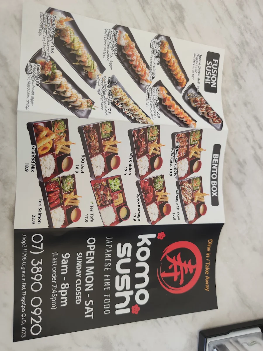 Menu, Komo Sushi