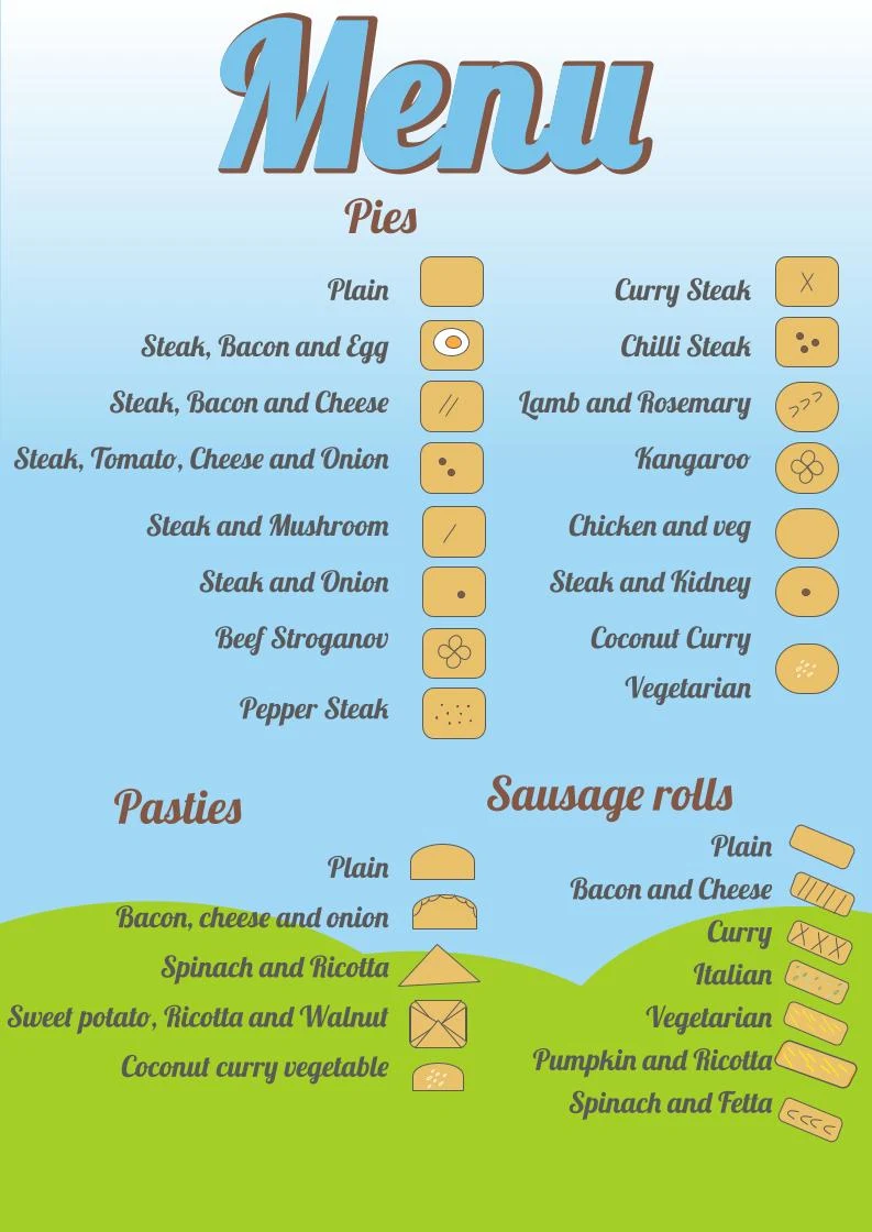 Menu, Platypus Bakehouse