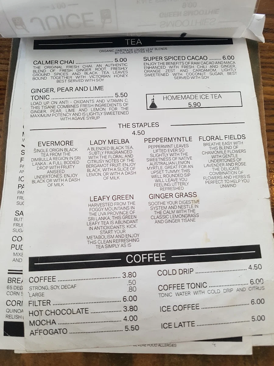 Menu, Kafeine