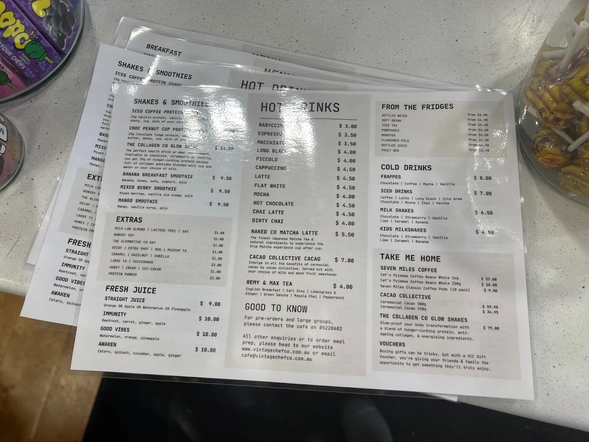 Menu, Vintage Chef Co Cafe @ Starplex