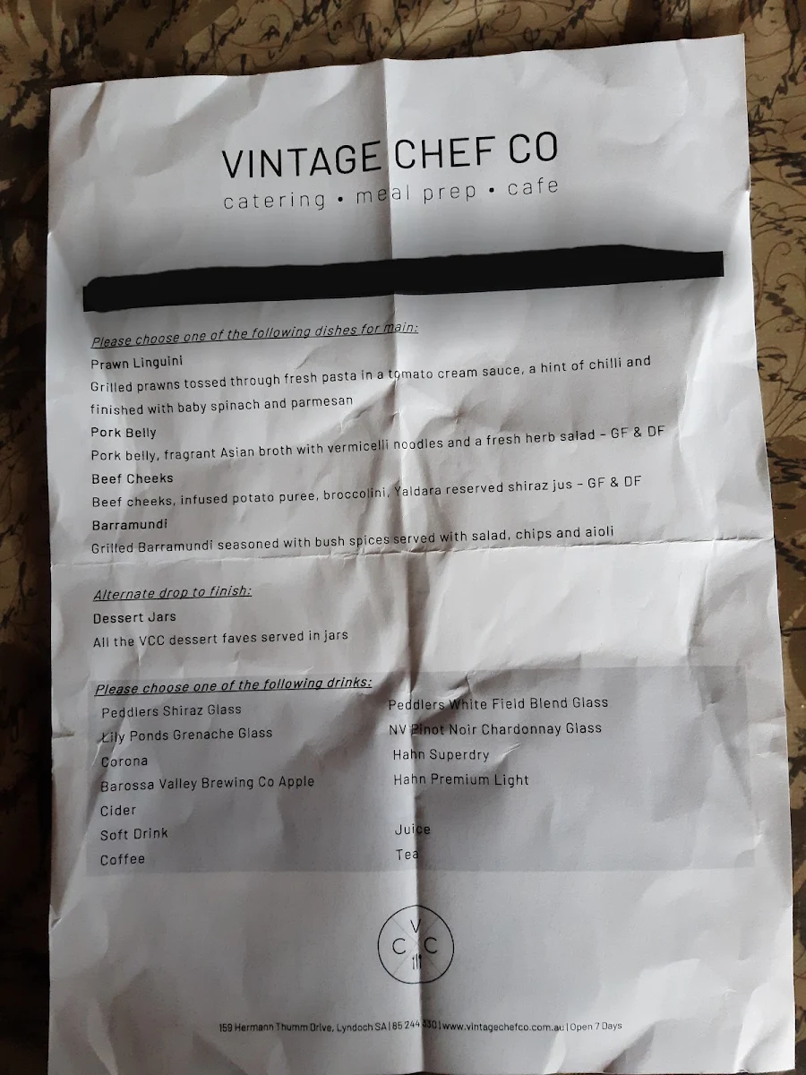 Menu, Vintage Chef Co Cafe @ Starplex