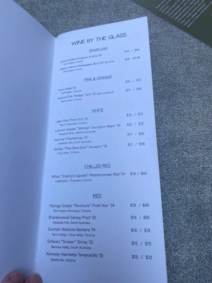 Menu, Gracie