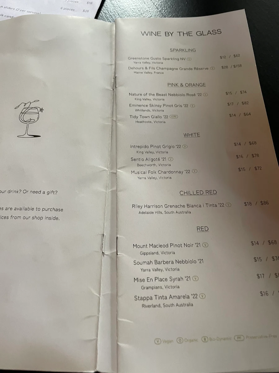 Menu, Gracie