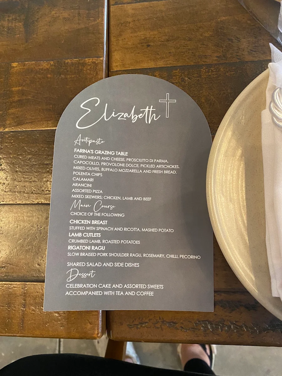 Menu, Farina 00 Pasta & Wine