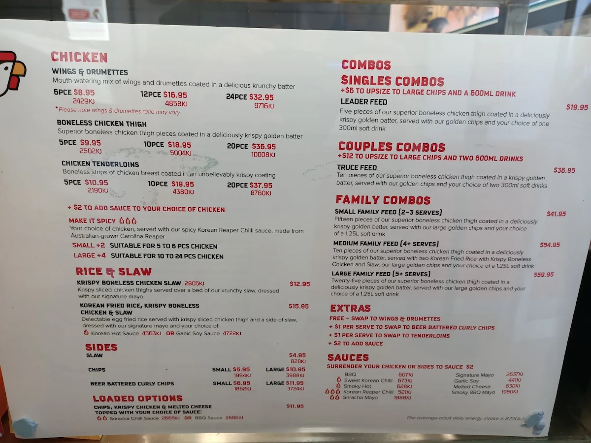 Menu, Noodle Box Kings Meadows