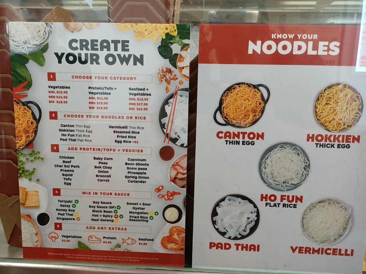 Menu, Noodle Box Kings Meadows