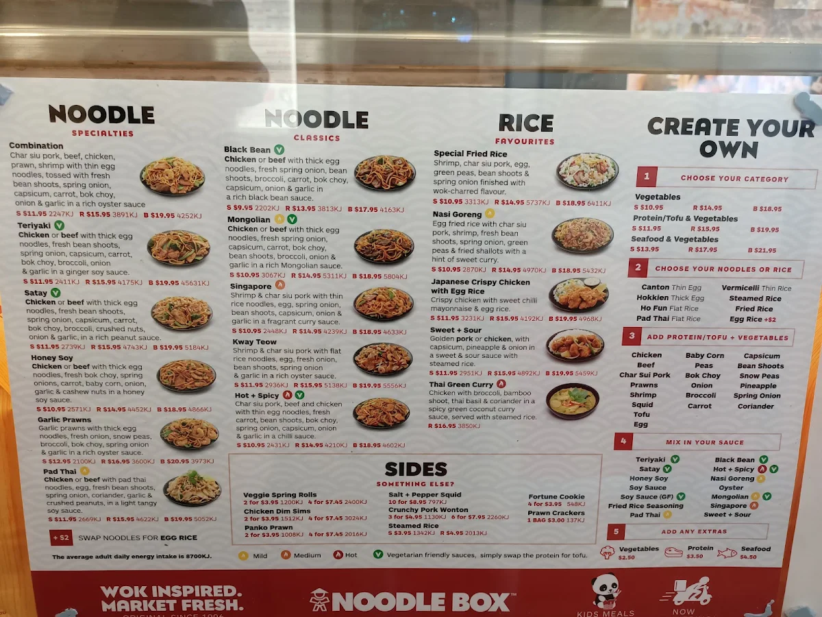 Menu, Noodle Box Kings Meadows