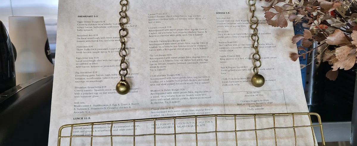 Menu, Gemma-Lee's Cafe