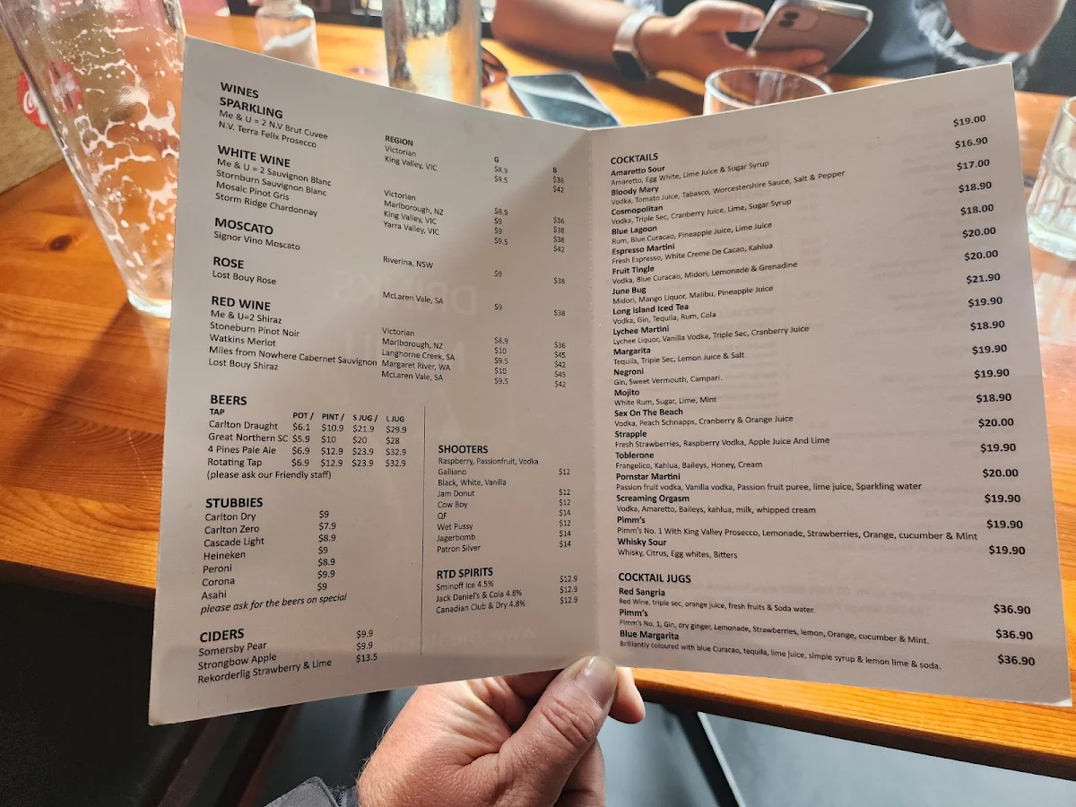 Menu, Atomic Bar