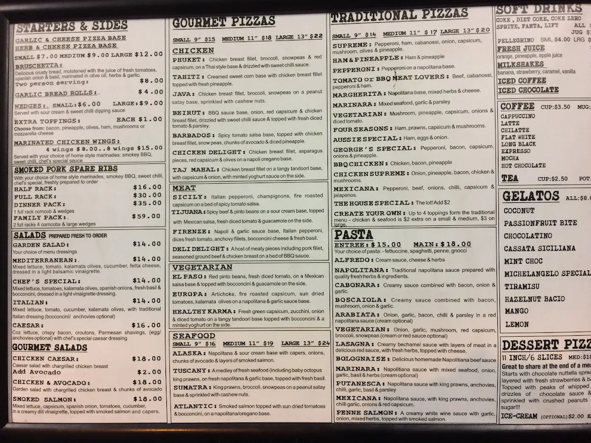 Menu, The Red Pepper Gourmet Pizza and Pasta