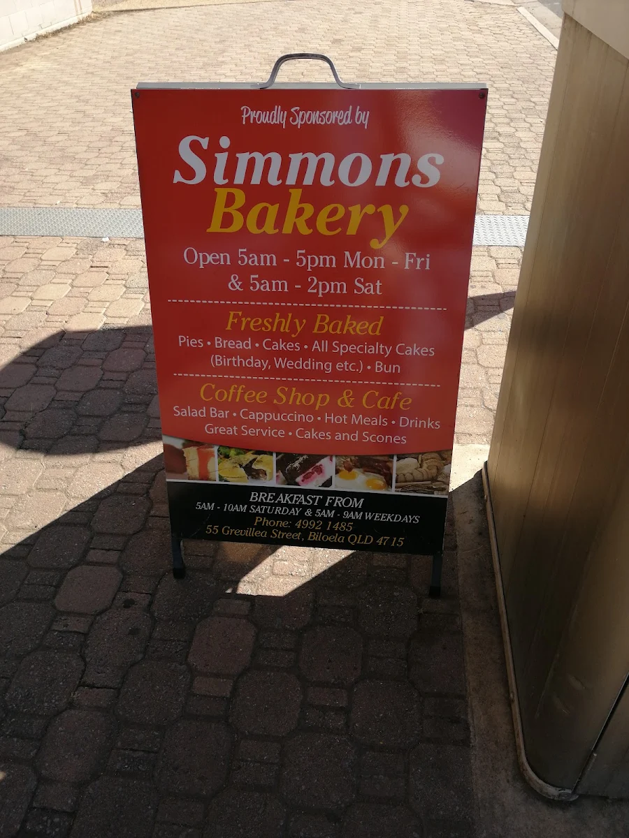 Menu, Simmon's Bakery