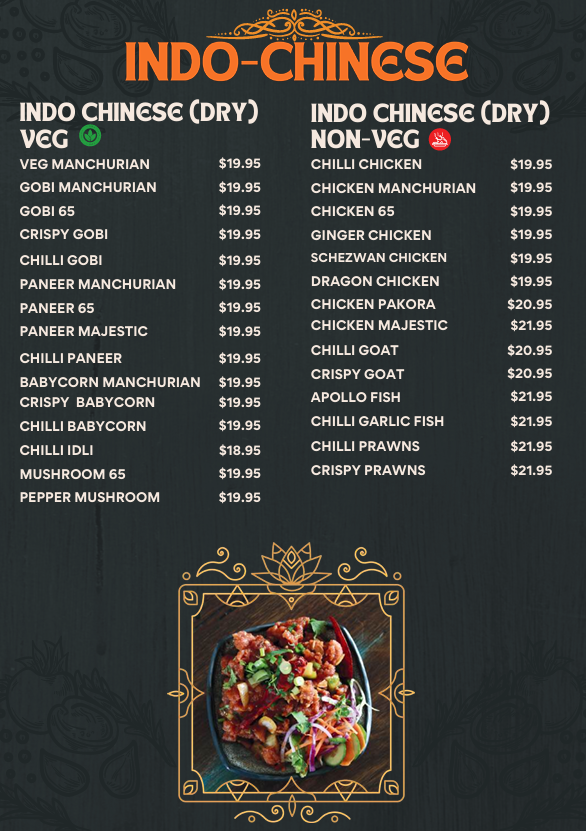 Menu, DosaHut Indian Multi Cuisine Dural