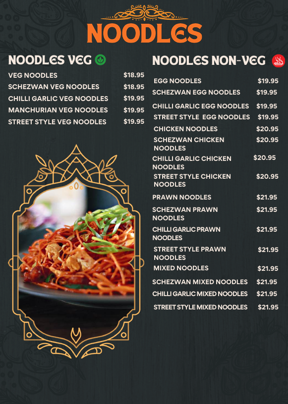Menu, DosaHut Indian Multi Cuisine Dural