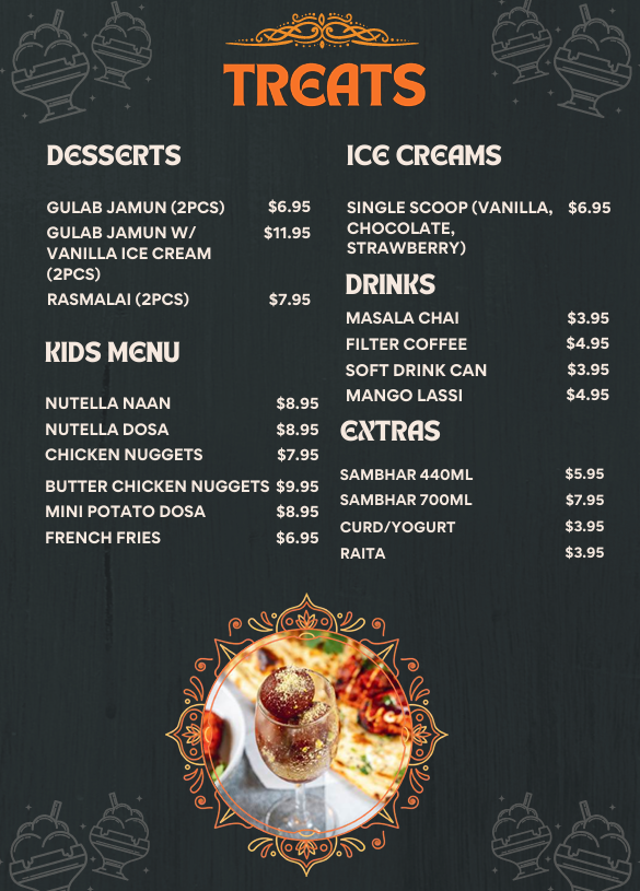 Menu, DosaHut Indian Multi Cuisine Dural