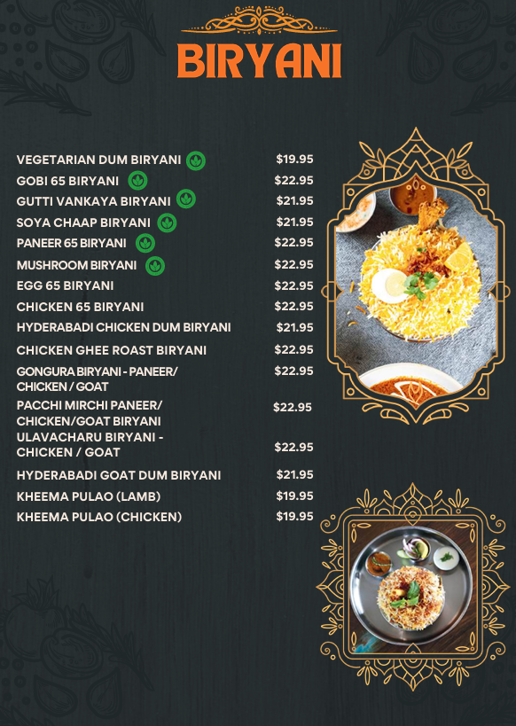 Menu, DosaHut Indian Multi Cuisine Dural