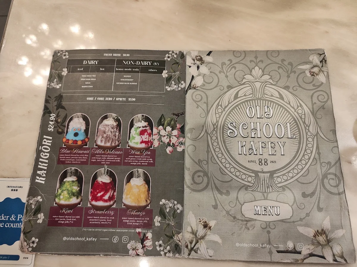 Menu, Old School Kafey