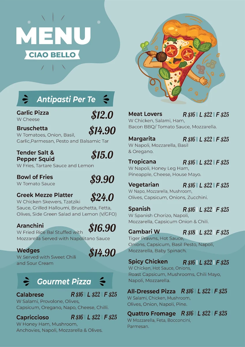 Menu, Ciao Bello