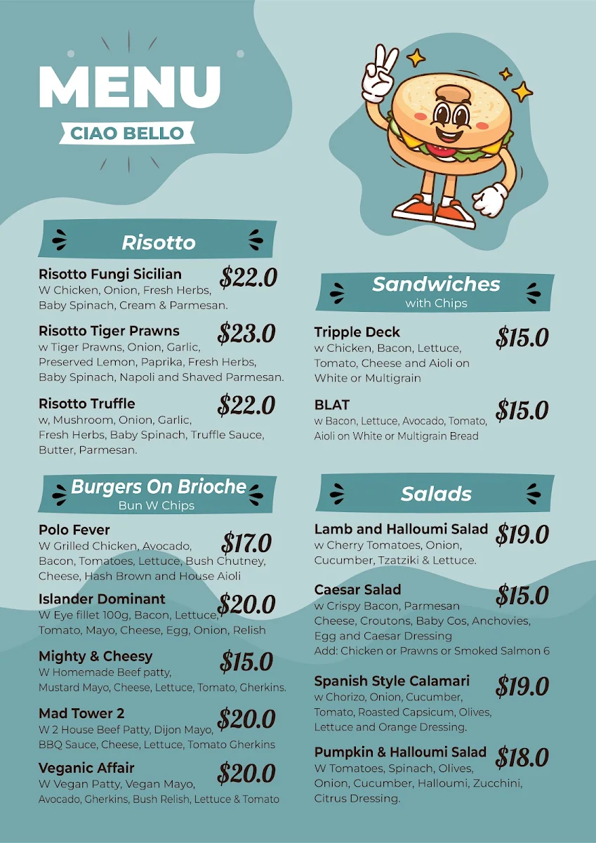 Menu, Ciao Bello