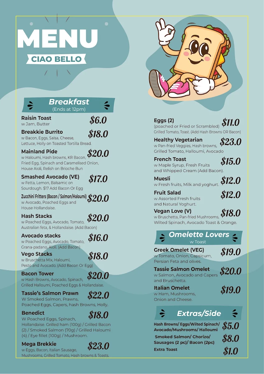 Menu, Ciao Bello