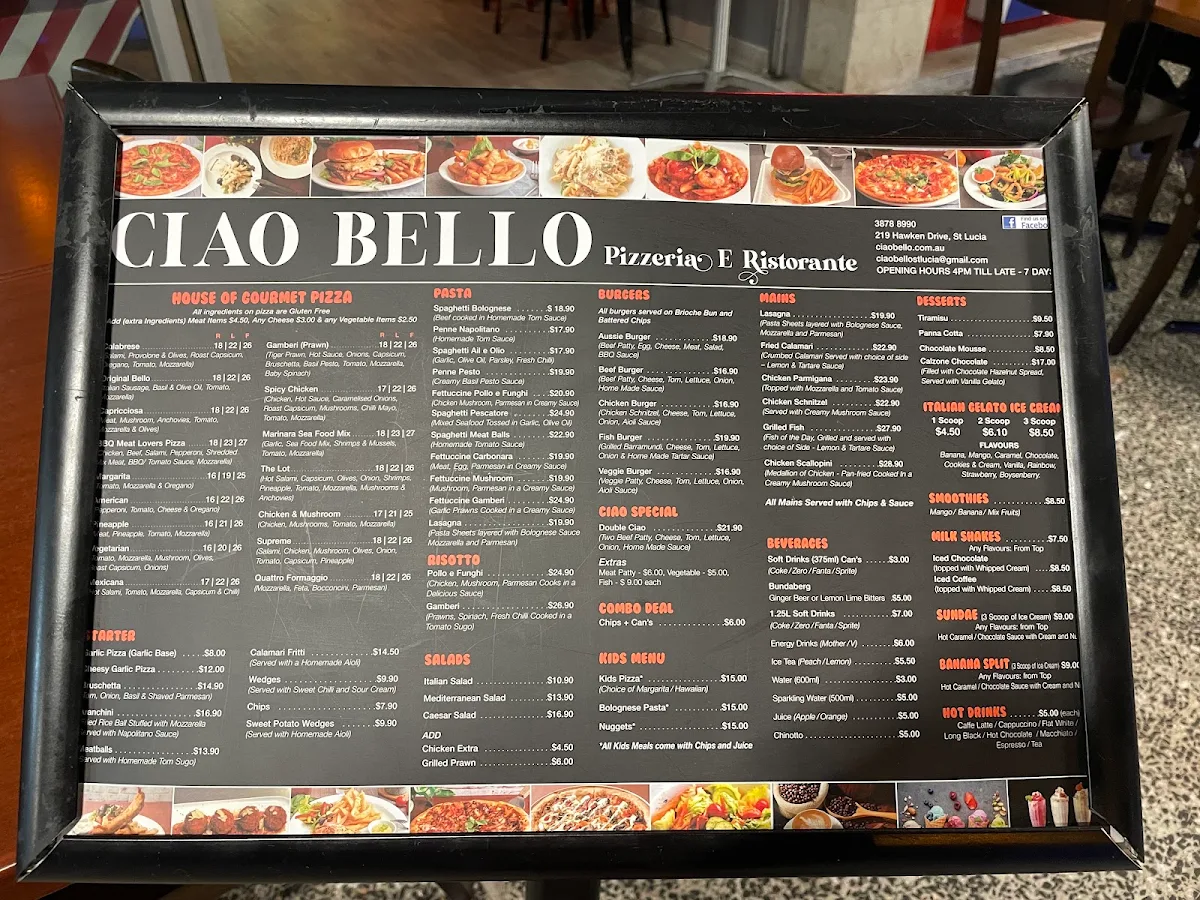 Menu, Ciao Bello