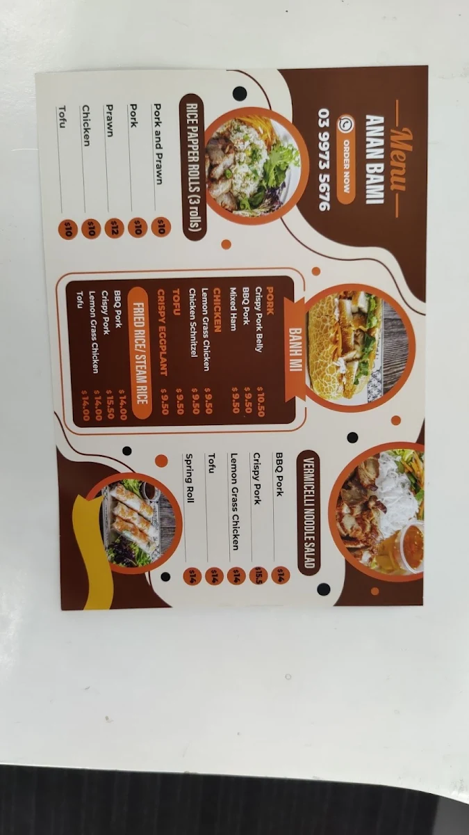 Menu, An An BAMI