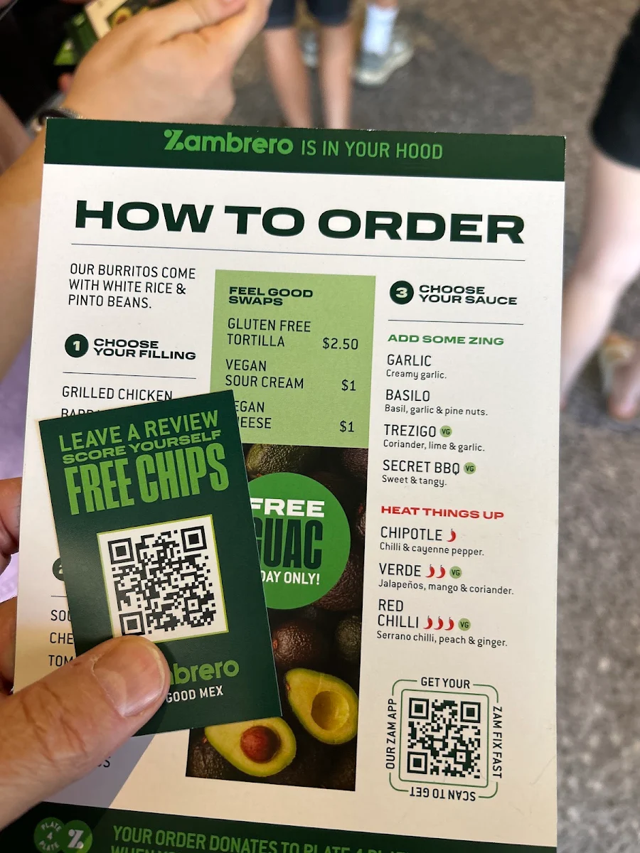 Menu, Zambrero Nedlands