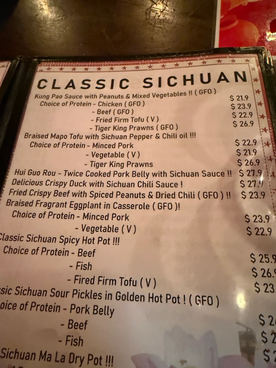 Menu, Sichuan Bang Bang