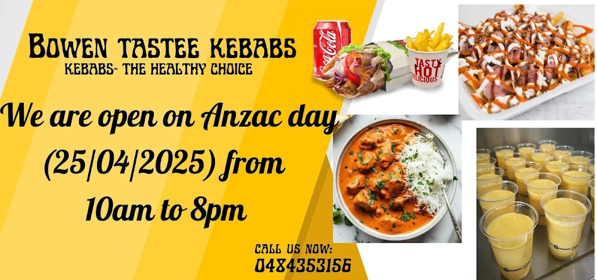 Menu, Bowen Tastee Kebabs