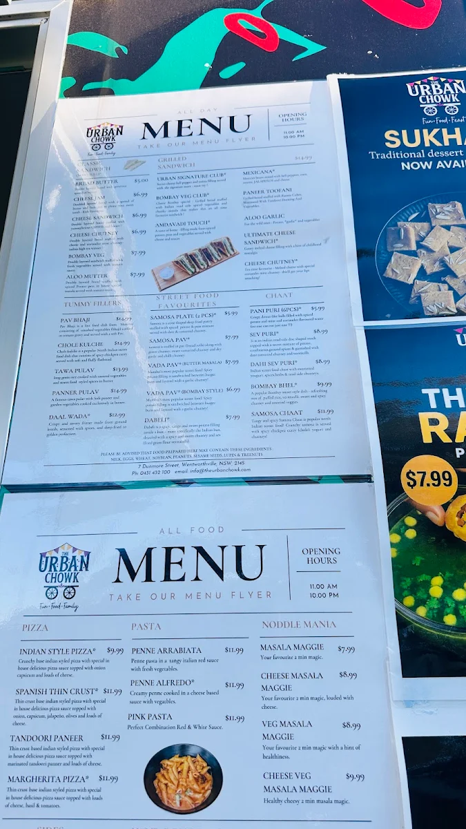 Menu, The Urban Chowk, Indian Restaurant Wentworthville