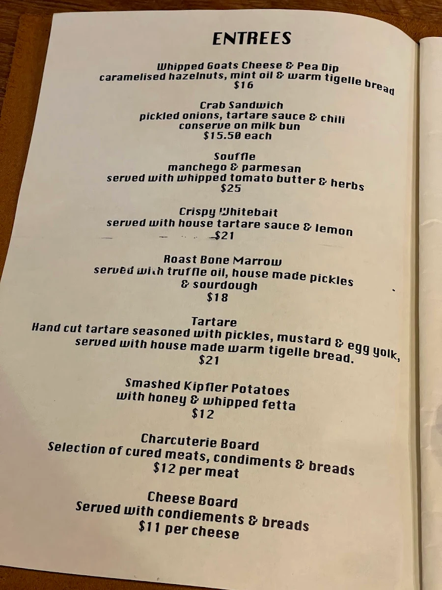 Menu, Wellington Road Bistro