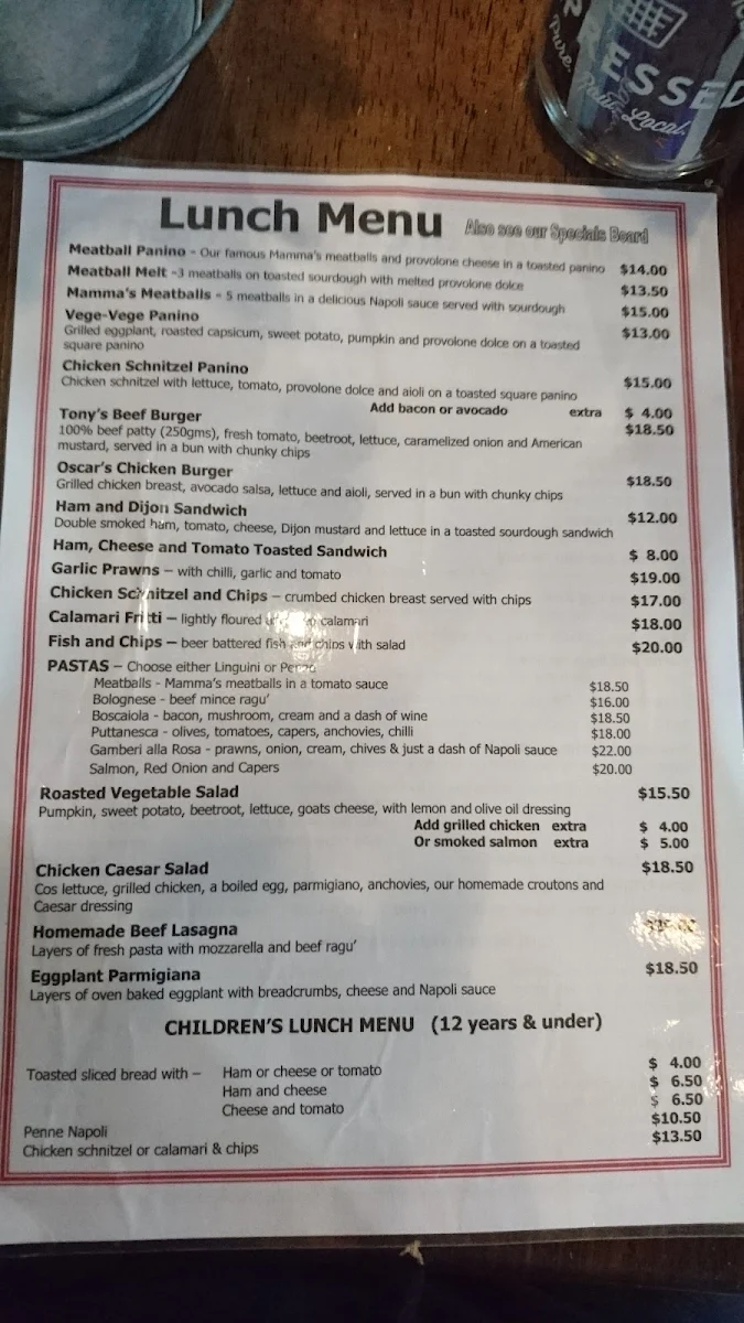 Menu, Carmel's
