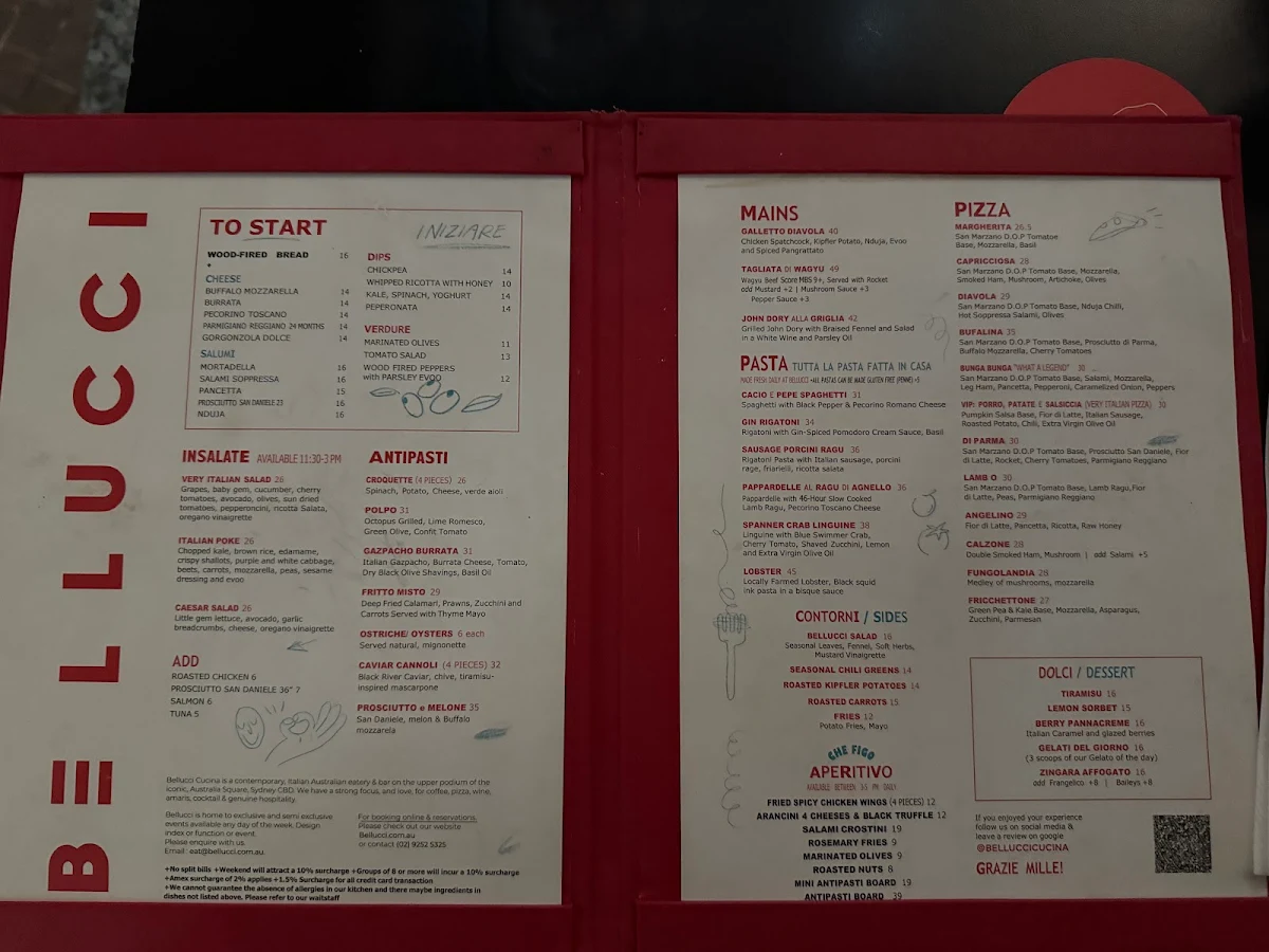 Menu, Bellucci Cucina