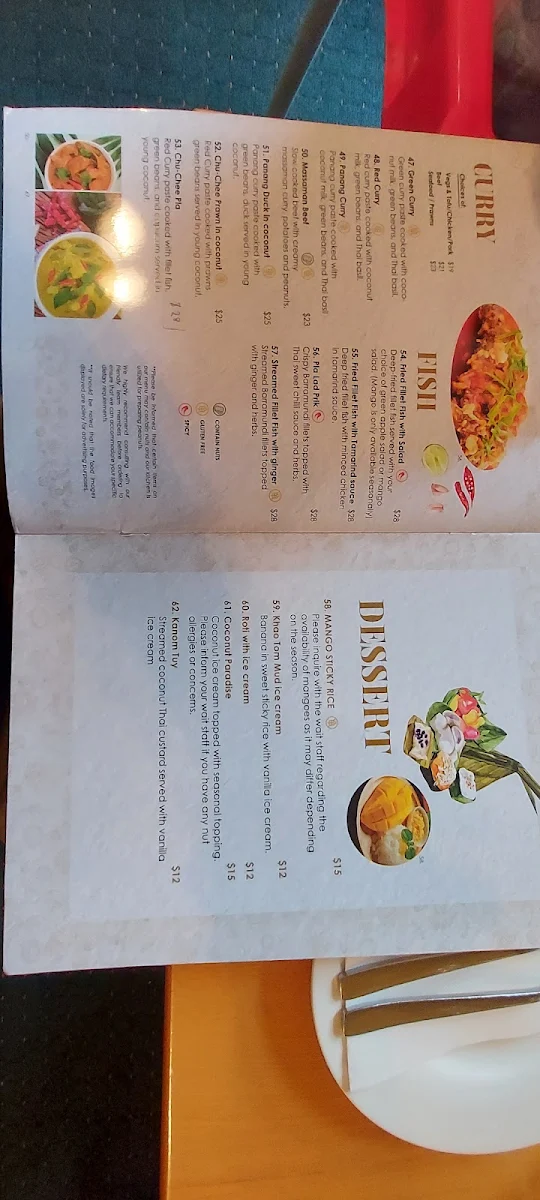 Menu, Bangkok House Woodend