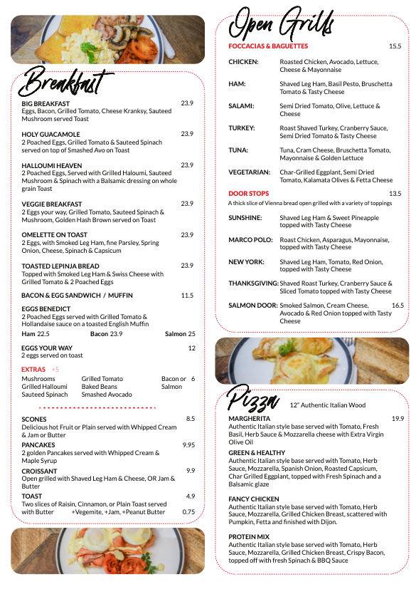 Menu, Elly Cafe