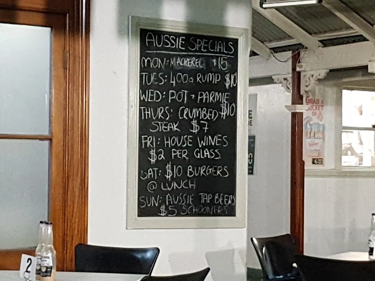 Menu, Australian Hotel