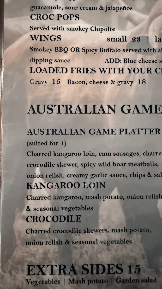 Menu, KC's Bar & Grill