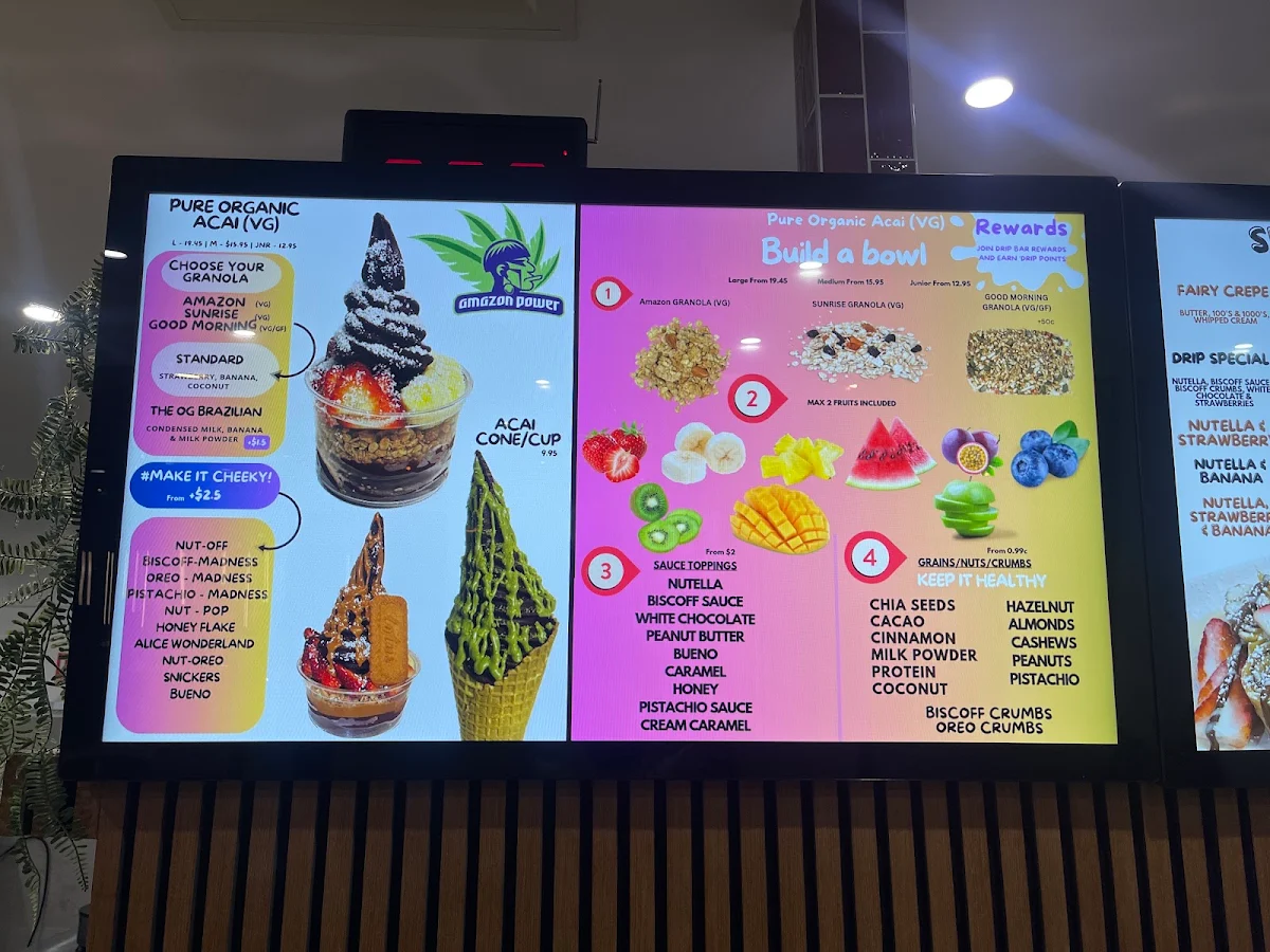 Menu, Drip Bar Acai South Morang