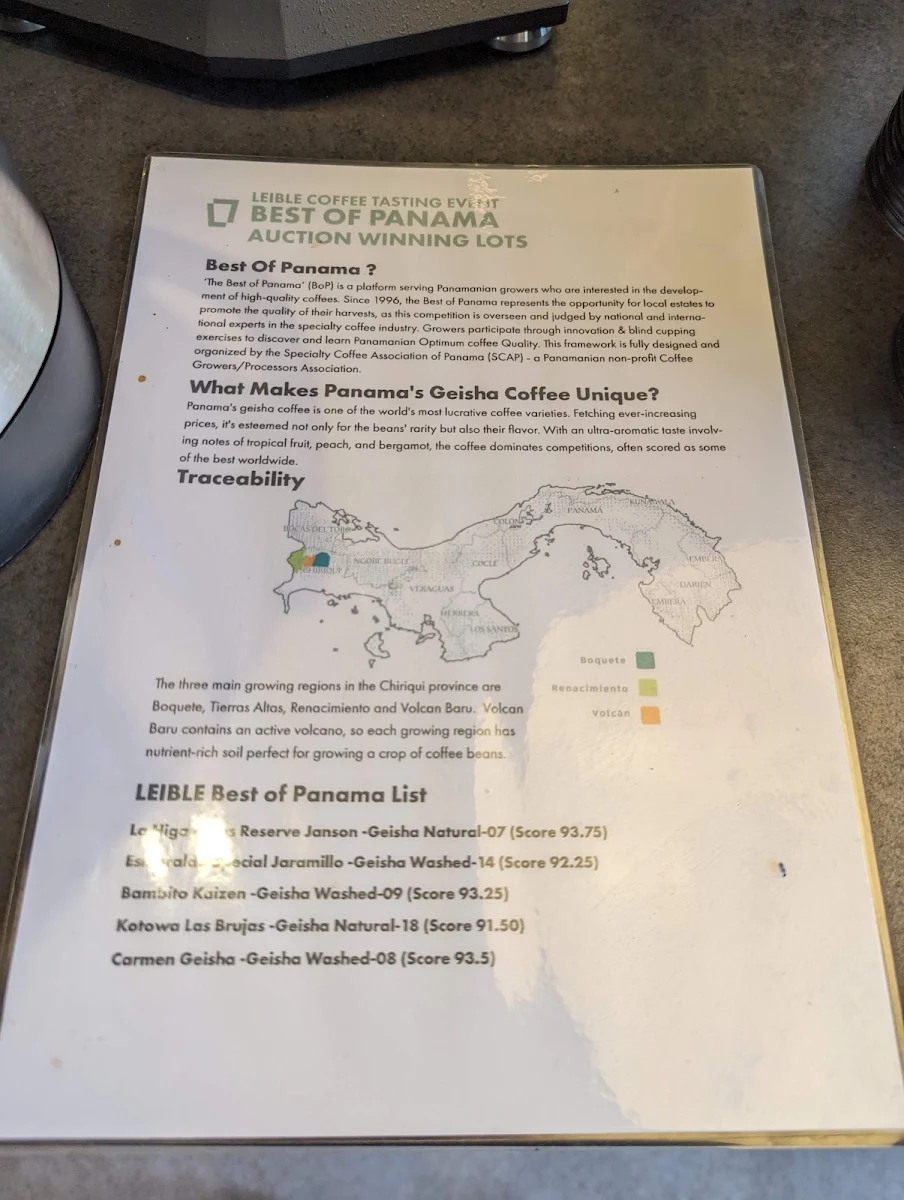 Menu, Leible Coffee