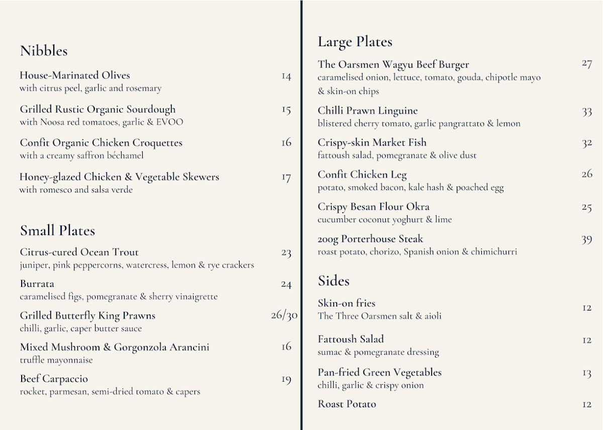 Menu, The Three Oarsmen