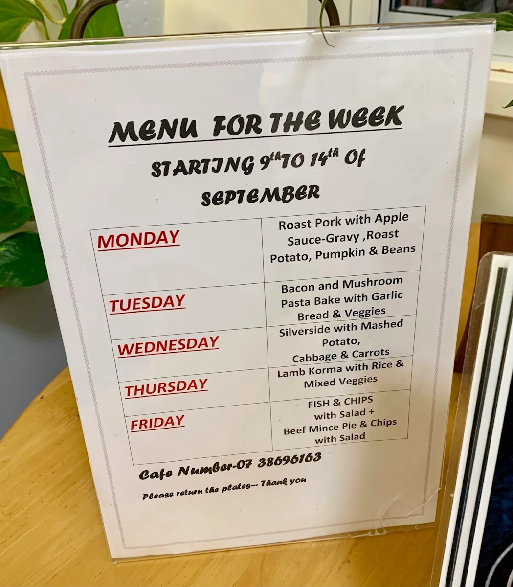 Menu, Regis Sandgate - Cafe & Clubroom
