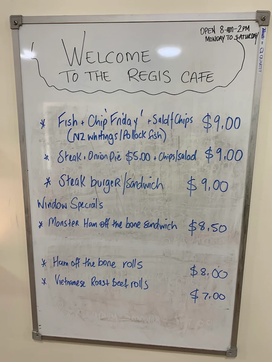 Menu, Regis Sandgate - Cafe & Clubroom