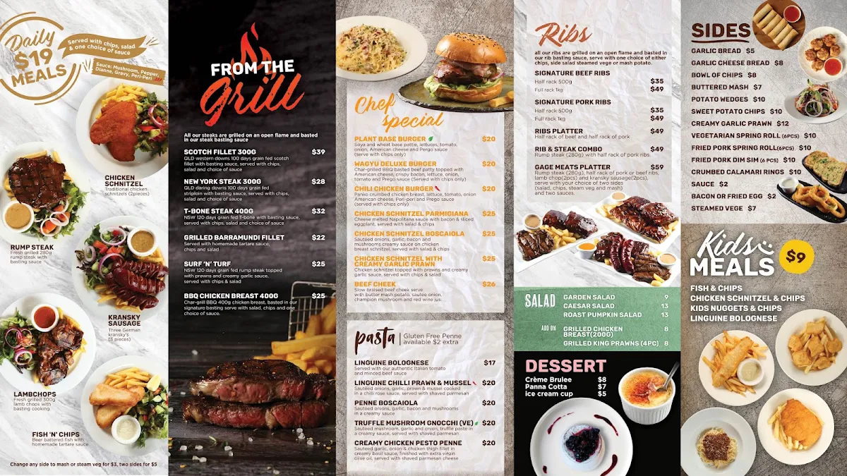 Menu, GAGE Dining & Co. (Sutherland Royal Hotel Bistro)