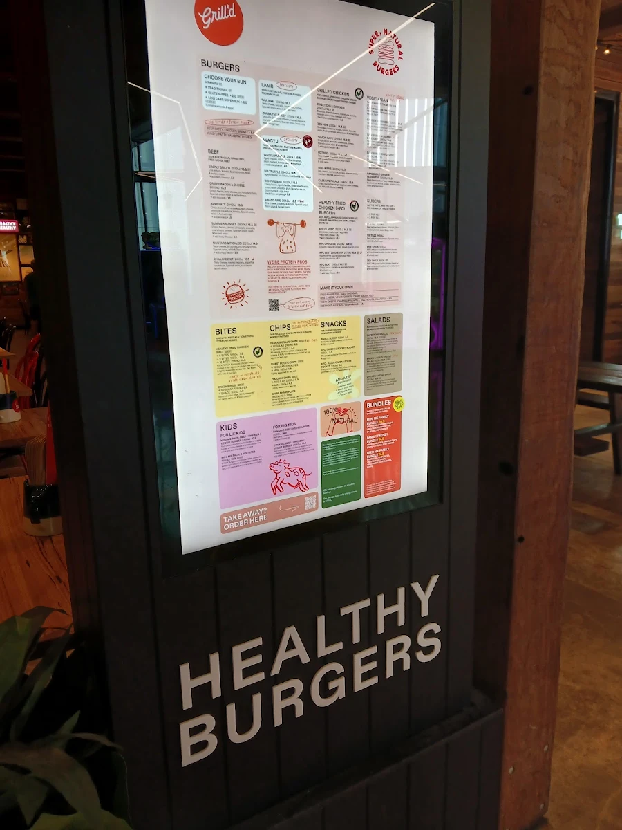 Menu, Grill'd Westfield Parramatta