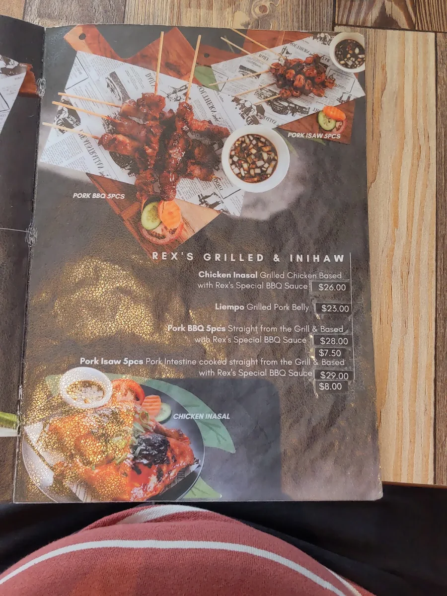 Menu, Rex's Cuisine