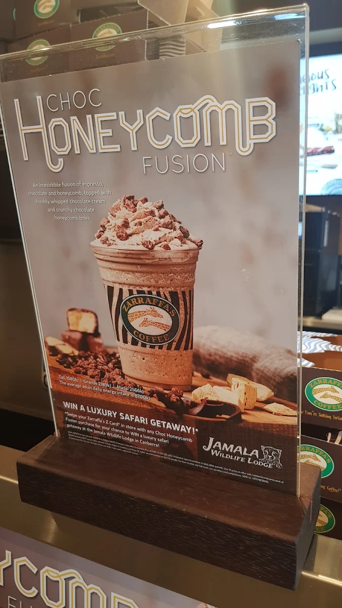 Menu, Zarraffa's Coffee Booval