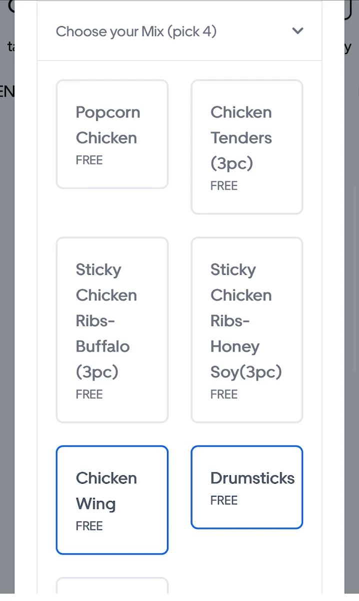 Menu, Butterfry Chicken Box Hill