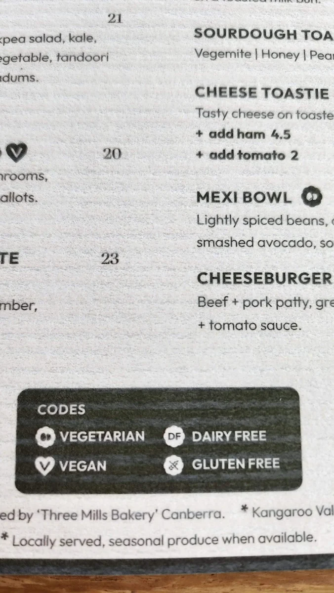 Menu, The Treehouse Cafe